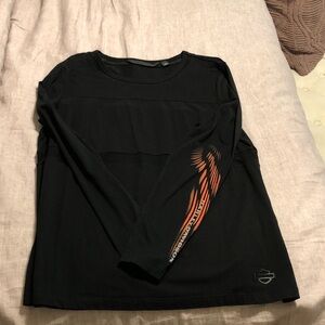 Black Long Sleeve Shirt with Orange Graphic